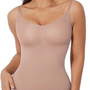 Hey Shape Snatched Shapewear Bodysuit XS (White and Tan)